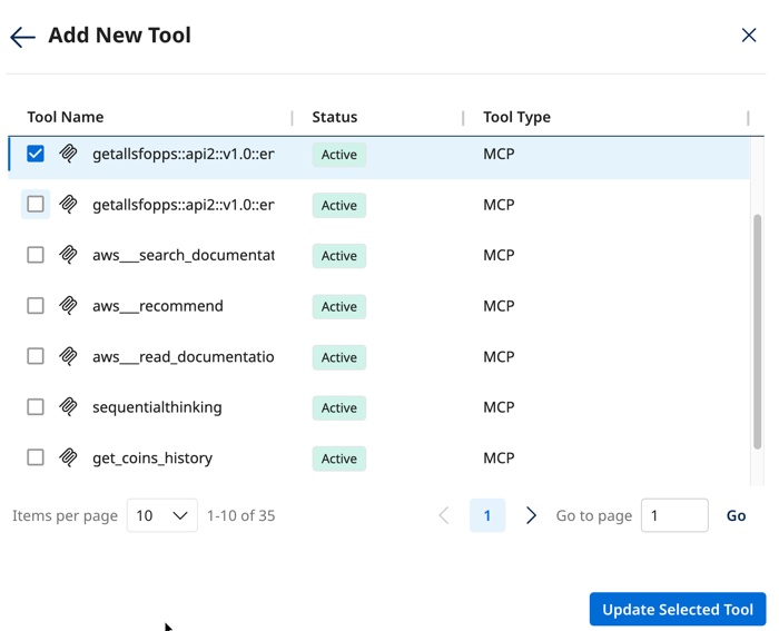 screenshot of adding a tool