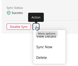 action menu showing the Sync Now option