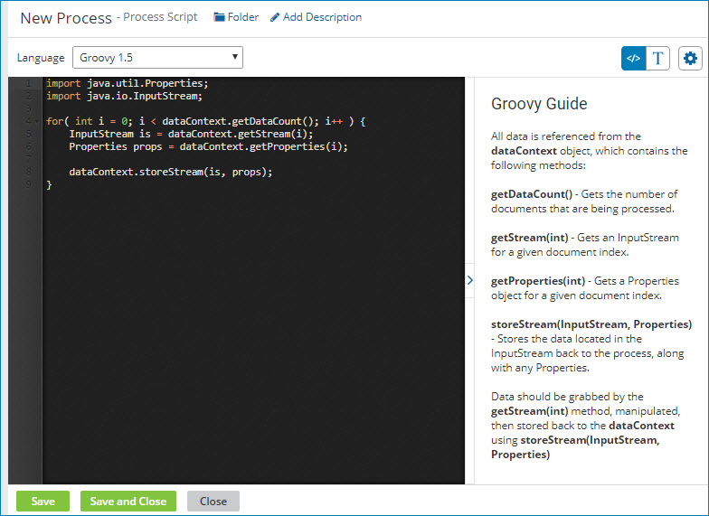 Process script editor