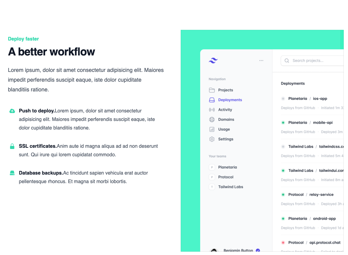 FeatureSections - WithProductScreenshotPanel