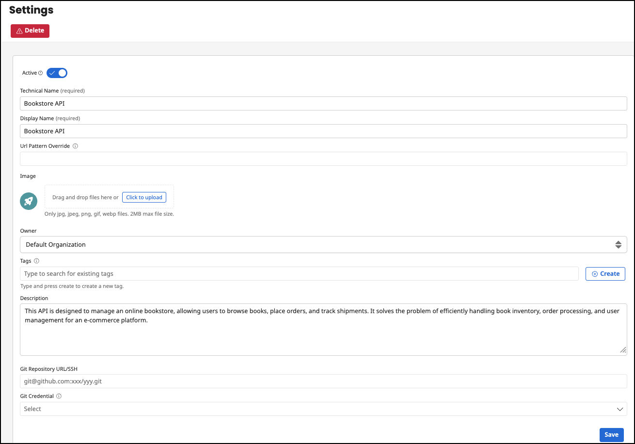 Administration Portal - APIs - Settings