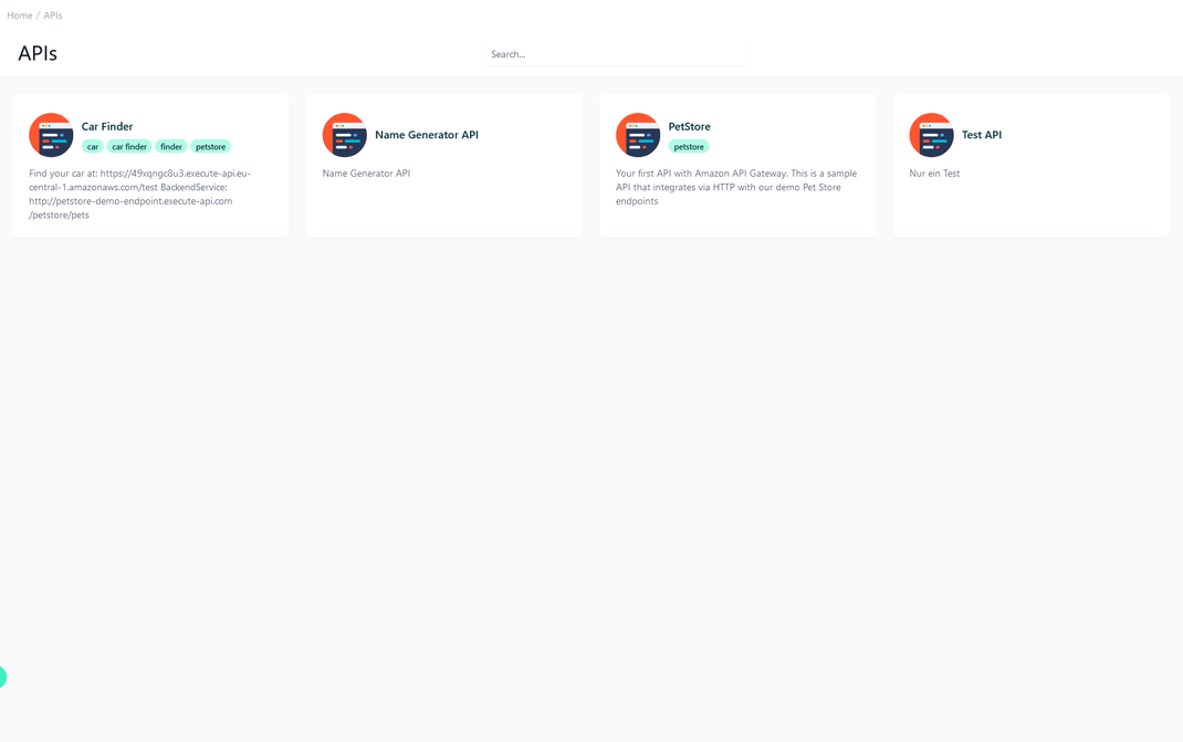 Developer Portal - List of all APIs
