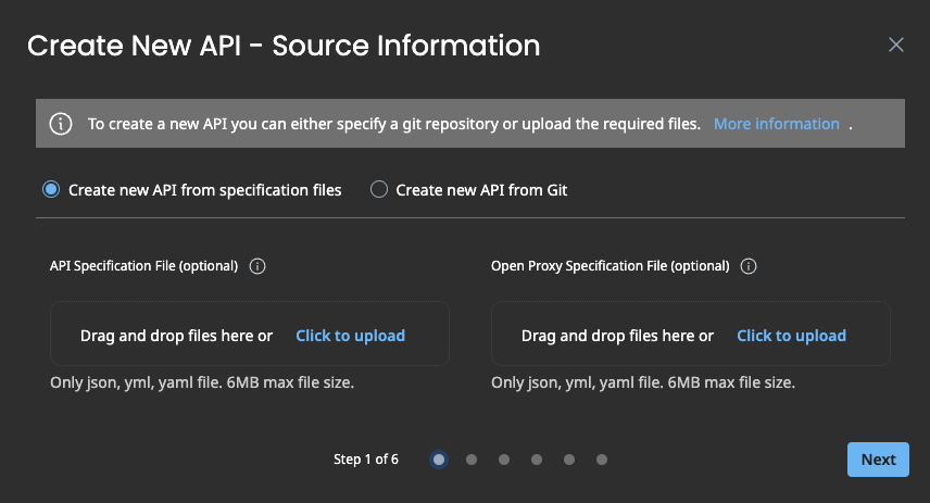 Administration Portal -  Create API - Source Information