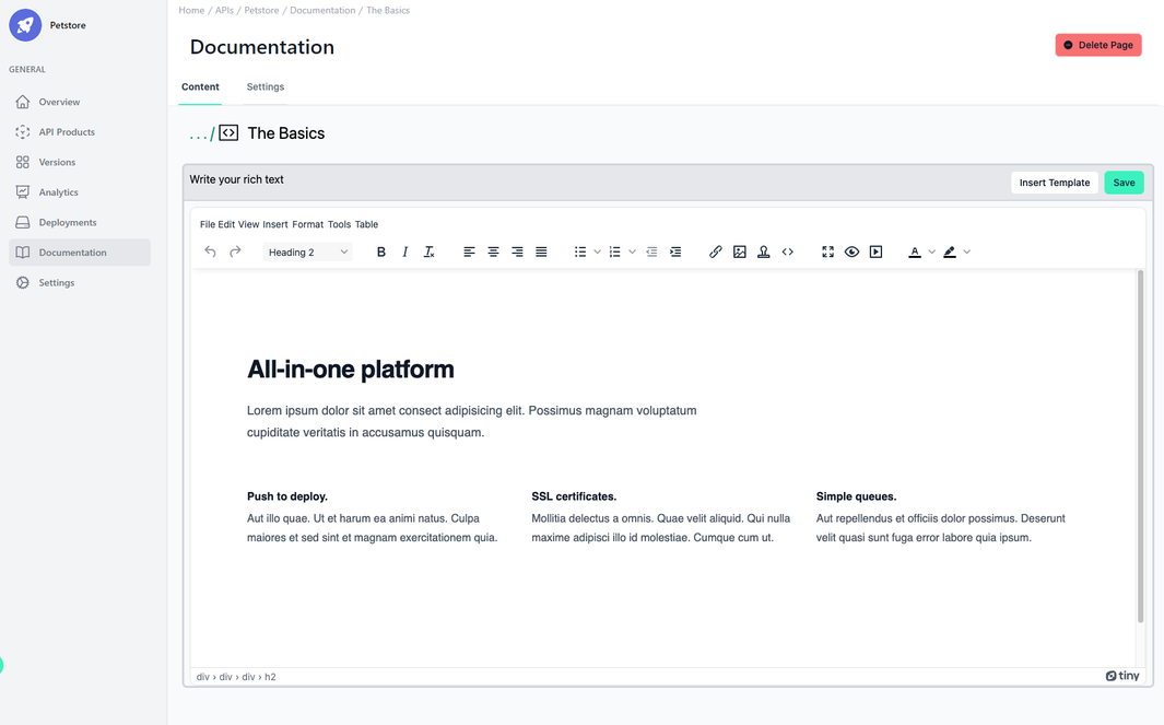 Administration Portal - APIs - Edit Mode on a Rich Text page