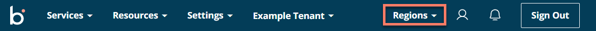 Regions menu