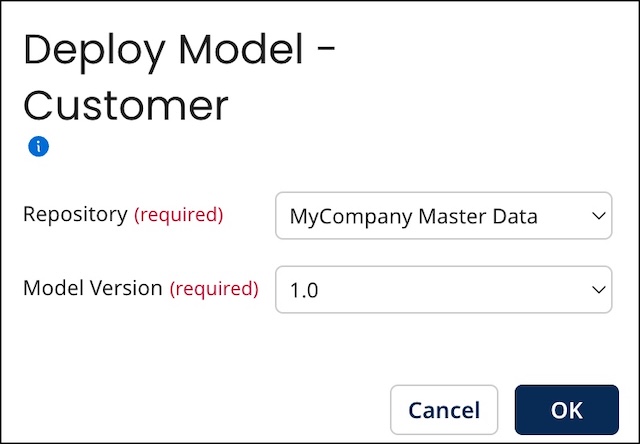 Deploy Model dialog